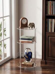 1pc Transparent Acrylic Side Table, Modern Minimalist Square Or Oval Bedside Cabinet, Storage Rack, Suitable For Home Living Room, Bedroom, Bathroom, Hotel, B&B, Party, Holiday And Event - Multicolor - View 1