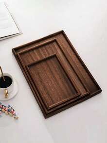 1pc Brown Wooden Rectangular Tray, Home Dessert Plate, Hotel Restaurant Coffee Plate, Tea Tray, Rectangular Decorative Tray, Suitable For Home Decor, Kitchen Dining Table, Candle Holder, Suitable For Fruit, Sushi, Steak, Bread, Snacks Wooden Display Tray - Brown - View 8