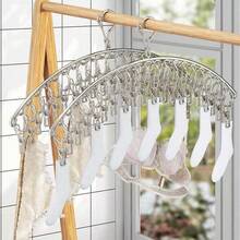 Stainless Steel Sock Drying Rack, 360° Rotating Windproof Hanging Rack, Includes 40/20 Clips, Suitable For Socks, Towels, Underwear, Indoor/Outdoor Use, Back To School Season - Multicolor - View 11