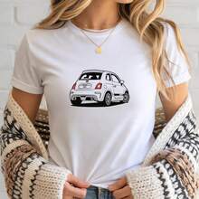 Tshirt Inspired F.Iat 500 Gift For Woman Car Shirt - 白色 - 查看 2