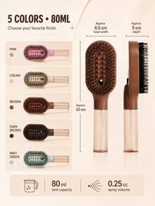 Spray Hair Brush Set With Detail Styling Tools, Curved Paddle Hair Comb With Press Spray Button, Flexible Bristles And Rounded Tip Design, Suitable For Curly, Wavy, Thick, Wet Or Dry Hair, For Women's Daily Styling And Travel Use - Multicolor - View 8