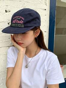 1pc Niche Design Letter Embroidered Soft Flat Brim Cap, American Vintage Baseball Hat - Multicolor - View 8