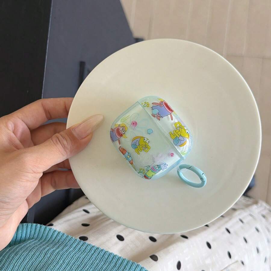 Fashion Creative Ocean Ugly Fish + Round Ring Earphone Case Suitable For AirPodspro3 New AirPodspro2 Protective Cover Pro Cute Apple AirPods4 Minimalist AirPods3 Personalized 1/2 Generation Women's Earphone Case Protective Cover Spring/Summer Earphone Case/Birthday Gift/Holiday Gift
