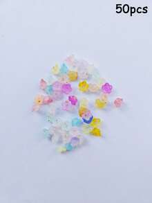 50顆 5.5*6mm 壓克力漸層金灑花百合之谷花珠 散珠 DIY 手作珠寶配件 手工花托 耳環項鍊材料 - 灑金鈴蘭花 - 查看 7