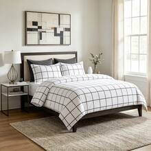 Queen Size Zander Microfiber Duvet Cover Set |   White Cityscape Urban Modern Bedding |   Ultra Soft Double Brushed Hotel Quality |   Wrinkle Free Stain Resistant Hypoallergenic |   Machine Washable Easy Care All Season Breathable - White - View 2