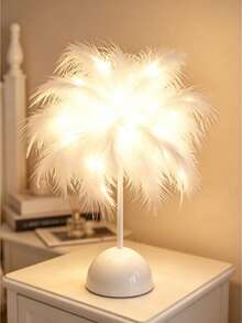 1 Stück 9,84 Zoll Feder Nachtlicht, dekorative Tischlampe, modische romantische personalisierte Stimmungsbeleuchtung, geeignet für Schlafzimmerdekoration, Raumdekoration, Muttertagsgeschenk, Valentinstagsgeschenk und Hochzeitsdekoration - Mehrfarbig - Übersicht 3