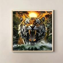 1pc DIY 5D Diamond Painting Kit, Multiple Sizes Available < Tiger Roaring In Mountains > Diamond Painting Tool Set, Suitable For Adults And Beginners, Frameless Round Diamond Painting Artwork - round diamond - View 5