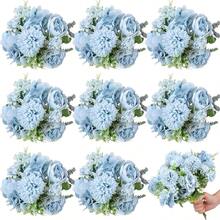 1/4PCS Artificial Peony Hydrangea Bouquet - Perfect For Wedding Decoration DIY Wreath Material, Bridal Bouquet, Wrist Flower, Boutonniere, Headdress, Wedding Car Decoration, Door Arch Decoration, Home, Restaurant, Bedroom, Vase Decoration, Birthday - Blue - View 7