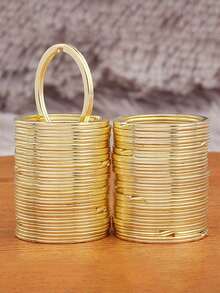 10/20/30/50/100pcs Polished Silver Stainless Steel Round Hole Flat Key Rings Keychains Rhodium Plated Round Split Key Rings DIY Wholesale Christmas - Gold - View 2