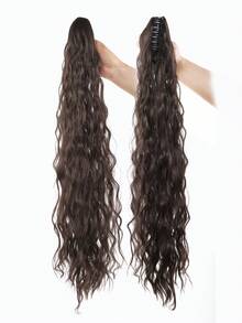 26 Inch Deep Brown Water Wave Curly Ponytail Hair Bundle, Soft And Natural, Suitable For Women - Multicolor - View 5