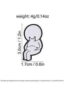 Minimalist Line Smile Crying Blob Man Enamel Pin Mental Health Healing Contrast Mood Pinching Belly Cartoon Lapel Badge - White - View 3