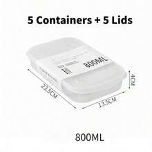 10pcs Reusable Food Storage Container Set, 5 Containers + 5 Lids, Fridge Storage Boxes, Freezer Food Containers With Lids, Stackable, Food Preservation Boxes, Meat Freezer Containers, Fruit Freshness Boxes, Bento Boxes - Multicolor - View 10