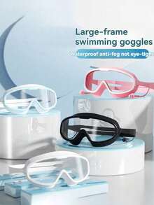1pc Large Frame Swimming Goggles For Adults, Black & Pink Available With Integrated Earplugs. Waterproof, Anti-Fog, UV Protection And Leak-Proof Seal, Wide Clear Vision With Adjustable Strap. Durable For Pool, Open Water, Beach And All Water Sports, - Multicolor - View 2