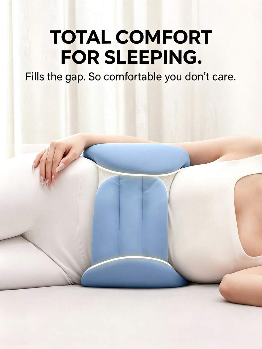 360-Degree Wraparound Lumbar Support Pillow Features An Adjustable Lumbar Support Strap, A Soft, Three-Zone Contoured Design, And Is Suitable For Both Side And Back Sleeping. The Cushion Is Removable And The Pillowcase Is Washable. - Lumbar Support Pillow - View 1