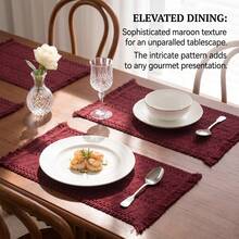 Tapete rectangular estilo campo americano, color verde tejido, para decorar la mesa de cocina y comedor, ideal para reuniones familiares - Burdeos - Ver 1