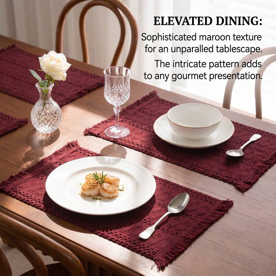Tapete rectangular estilo campo americano, color verde tejido, para decorar la mesa de cocina y comedor, ideal para reuniones familiares - Burdeos - Ver 1