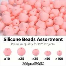 210pcs/Set Macaron Silicone Beads Mix Set Focal Spacer Beads DIY Jewelry Craft Accessories For Necklace Bracelet Keychain ID Lanyard Beading Supplies - Mixed Set a - View 16
