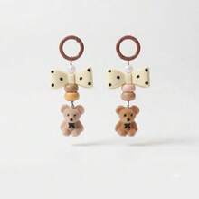 1PC Vintage Polka Dot Bow Bear Keychain, Cute Beaded Bag Charm, Kawaii Backpack Pendant, Key Ring Accessory, Gift For Girls - Multicolor - View 2