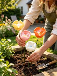 1/2/3/4pcs Ceramic Bee & Hummingbird Feeder, Outdoor Pollinator Waterer, Suitable For Bees, Butterflies, Ladybugs & Pollinating Insects, Metal Garden Decor, Suitable For Lawn, Flower Bed, Balcony, Flower Pot, Office Desk, Birthday, Wedding & Holiday Home Gift - Multicolor - View 4
