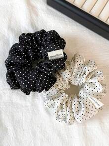 1 buah/2 buah Ikat Rambut Kecil Motif Polkadot Kain Serbaguna Elegan Berkualitas Tinggi untuk Ekor Kuda Aksesori Rambut Elastisitas Tinggi untuk Anak Perempuan - MultiWarna - View 3
