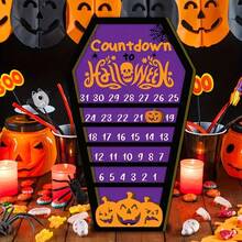 2D Flat 1 Set Creative Halloween Theme Countdown Calendar Decoration, Practical Halloween Pumpkin Countdown Calendar, Desktop Decor, Holiday Decoration, Fashionable Halloween Gift For Close Friends, No Electricity Required - A - View 1