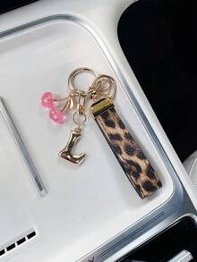 26 Letters To Choose From, Keychain Pendant, Creative Cherry Pendant, Leopard Print Pattern Key Strap, Car Keychain Pendant, Bag Decoration Pendant, Personalized Fashionable Key Matching. Key Accessories, Car Remote Control Decoration Pendant, Holiday Gift. - Letter - View 61