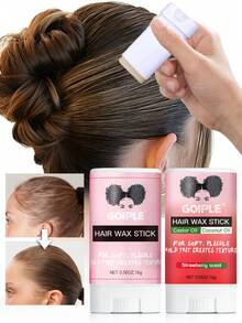 Goiple Hair Wax Stick Set For Flyaways Slick Back, Moisturizing Hair Wax Stick, Long-Lasting Shaping, Non-Greasy, Smooth Frizzy And Fine Hair, Styling Brush, Create Smooth Hairstyle, For Buns, Ponytails Hairs & Edge Control - Multicolor - View 3