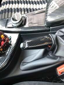 1pc Carbon Fiber Color Handbrake Handle Cover For BMW E46 E90 E92 E60 E61 F20 F22 F30 F32 Series, Easy To Install, Durable And Stylish - A - View 6