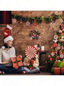 12 Peças Decorações de Doces Vermelhos e Brancos de Natal, Conjunto de Decoração de Árvore de Natal, Enfeites de Bengala de Doces e Bolas de Madeira, Guirlanda de Festa de Natal e Acessórios de Lareira, Decorações Penduradas de Ano Novo, Adequado para Decoração Doméstica e Uso de Natal, Decorações de Natal de Inverno, Presentes de Natal para Casa, Decoração de Natal, Decorações Penduradas no Quintal, Decoração Doméstica, Pingente de Boneco de Papai Noel, Suprimentos de Artesanato de Festa de Feriado, Decorações de Lareira, Decoração de Guirlanda Pendurada, Enfeites Pendurados de Decoração Doméstica, Lembrancinhas de Festa, Suprimentos de Halloween, Decorações de Halloween - A - Visão 8
