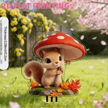 2D Flat Acrylic Cartoon Squirrel & Red Mushroom Garden Stake, Autumn Maple Leaf Potted Plant Lawn Yard Garden Decor Ornament, Garden Stake, Yard Sign, Lawn Marker, Outdoor Decoration, Mori Style Gardening, Flower Pot Plugin, Greenery Landscaping, Micro Landscape Decor, Fairy Tale Style Plugin, Balcony Flower Bed Decor Plugin - A - View 4