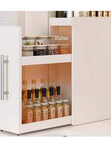 1pc Expandable 2/3 Layer Magnetic Spice Rack With Sliding Window, Drawer-Style Spice Bottle Storage Rack, Suitable For Stove Side Kitchen Storage, Space-Saving, Sturdy And Durable, Suitable For Small Spaces, White, Kitchen Accessories - Multicolor - View 6