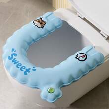 1/2pcs Cartoon Toilet Seat Cushion, Waterproof & Warm Toilet Pad, Bathroom Accessories Storage, Universal Toilet Seat Cushion, Portable Home Use, Suitable For All Seasons - Multicolor - View 7