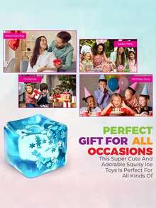 1 pieza Pelota antiestrés cubo de hielo con copos de nieve en el interior para relajarte y estar tranquilo, premios para el aula, calma a niños y adultos, juguete sensorial de goma de rebote lento - Regalo de Halloween/Navidad, Taba Squisy, juguetes para rellenar bolsas de fiesta, las bolsas de embalaje son aleatorias - Multicolor - Ver 6