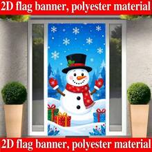 1 pezzo di sfondo per banner a tema natalizio 2D, con tema pupazzo di neve carino, combinato con fiocchi di neve blu, scatole regalo natalizie e foreste di conifere. Nessuna alimentazione elettrica richiesta. - Visualizzare 2