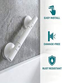1pc No-Drill Suction Cup Grab Bar, Non-Slip Handrail, Strong Suction, Reusable, No Damage To Walls, Suitable For Tile, Glass And Hard Plastic Surfaces, Essential Home Assistive Product For Bathroom, Toilet, Kitchen And Living Room, Thoughtful Gift For Elderly Parents - Multicolor - View 6