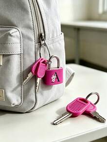 Mini Anti-Theft Lock Key Set With 2D Flat Letter A-Z, Portable Bright Anti-Theft Lock, Heavy Duty Key, Secure Luggage Lock, Key Safety Lock, Indoor/Outdoor Bicycle Helmet Cabinet Door Lock, Home Security, Travel - Multicolor - View 2