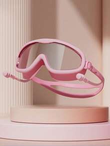 1pc Large Frame Swimming Goggles For Adults, Black & Pink Available With Integrated Earplugs. Waterproof, Anti-Fog, UV Protection And Leak-Proof Seal, Wide Clear Vision With Adjustable Strap. Durable For Pool, Open Water, Beach And All Water Sports, - Multicolor - View 8