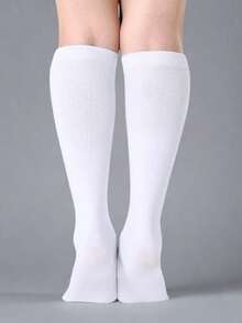 1/2/3/6 Pairs Women's Ribbed Knit Mid-Calf Socks, JK Style Striped Sports Socks, Soft Elastic Over-The-Knee Socks, Suitable For Daily Wear And Campus Outfits - Black and White - View 11