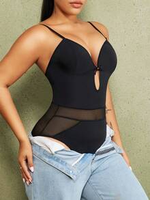 1 pieza Mono moldeador para mujer, control de abdomen & levantamiento de glúteos moldeador de una pieza - Negro - Ver 6