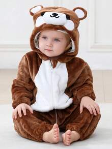 1Pc Baby Cartoon Animal Pattern Flannel Comfortable And Cute Autumn And Winter Products,Suitable For Everyday Use - Multicolor - View 8
