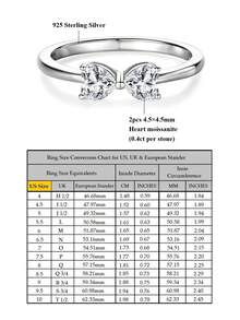 XUJIA 1PC 925 Sterling Silver Moissanite Ring For Women Bow Shaped Ring Two Heart 0.80CTW. Dainty Promise Jewelry Wedding & Anniversary Gifts - RMO-174 - View 5