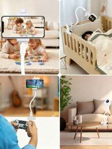 1pc/ Brand New 360° Rotating Security Monitoring Bracket, Flexible Spiral Base Phone Holder (21cm/41cm), With Camera Mount, Universal Bedside Bracket, Suitable For Smartphones, Home Security Cameras And Baby Monitors (Please Watch Video For Operating Instructions When Purchasing) - Clip-on Style - View 6