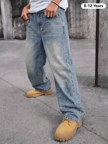 Boys' Fashion Denim Long Pants, Spring/Autumn/Winter New Style For Big Kids - Medium Wash - View 10