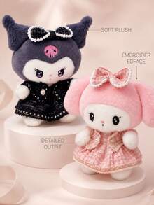SANRIO 1件 25cm/9.8in 毛絨娃娃，可愛時尚洋裝填充娃娃，柔軟聚酯纖維收藏禮品，1件卡通人物，適合房間裝飾、汽車裝飾與女孩 - 彩色 - 查看 9