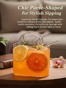 1pc 750ML Large Capacity Transparent Borosilicate Glass Tote/Fruit Tea Mug With Straw, Coffee Pot, Perfect For Creating Elegant And Fashionable Bar Or Cocktail Party, Summer Essential - 0.5L-1L - View 5