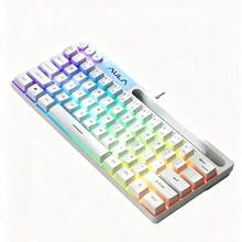 Teclado Mecánico Táctil Cableado AULA F3061 de 64 Teclas con Retroiluminación RGB, Mini Teclado Compatible con Portátil PC, Ratón Portátil, Teclado de Computadora, Teclado Gaming Original AuLa - Ver 2