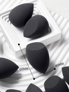 15 piezas de esponjas de maquillaje, forma de gota de agua inclinada, enviadas al azar, color enviado al azar, adecuadas para todos los tipos de piel, herramientas de maquillaje - Negro - Ver 7