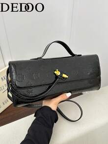 Dedoo 信封式手提包 高端新款歐美時尚 鱷魚壓紋晚宴包 單肩斜跨包 - 黑色 - 查看 9