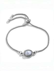 1pc Minimalist Vintage Adjustable Turquoise Bracelet - Multicolor - View 6