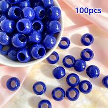 100pcs 10x12mm Acrylic Smooth Large Hole Beads, Random Mixed Color Beads For Jewelry Making, DIY Bracelets, Necklaces, Bag Charms, Handmade Crafts, Meet Your Design Needs - Multicolor - View 21